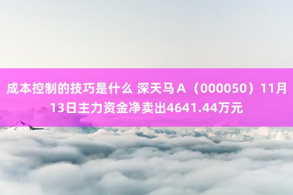 成本控制的技巧是什么 深天马Ａ（000050）11月13日主力资金净卖出4641.44万元