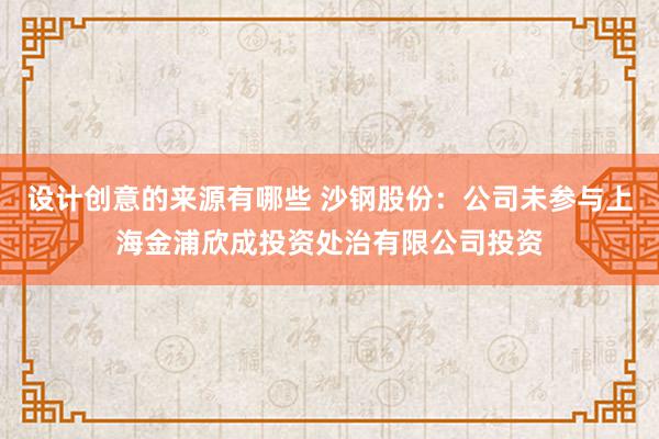 设计创意的来源有哪些 沙钢股份：公司未参与上海金浦欣成投资处治有限公司投资