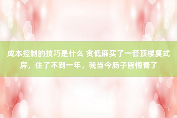 成本控制的技巧是什么 贪低廉买了一套顶楼复式房，住了不到一年，我当今肠子皆悔青了