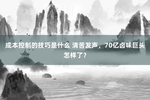 成本控制的技巧是什么 清苦发声，70亿卤味巨头怎样了？